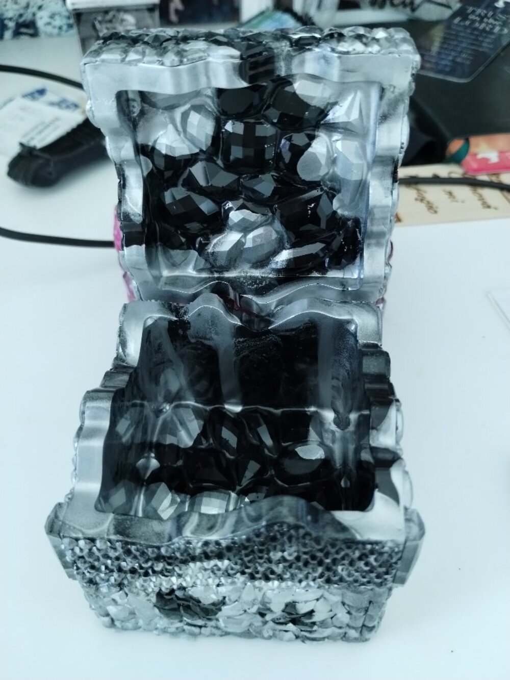Black and silver resin jewelry box
